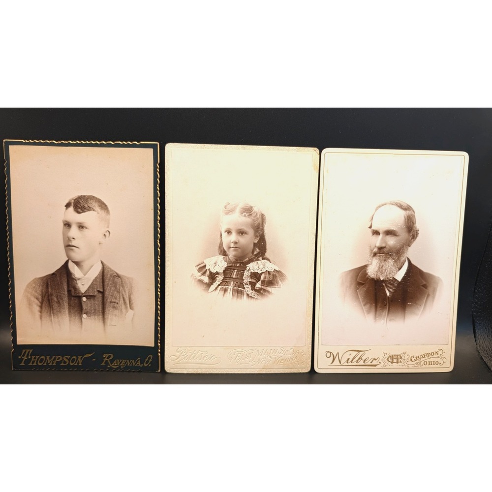 3 Antique Ohio Cabinet Card Photos Ravenna New Vienna Chardon Victorian Portrait